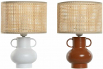Stalinė lempa Home ESPRIT Balta Natūralus Degtas molis Metalinis Bambukas 50 W 220 V 22 x 22 x 33 cm (2 vnt.)