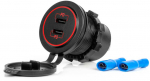 Vandeniui atsparus telefono įkroviklis su raudonu LED ap&scaron;vietimu, 2xUSB-C 12/24V AMIO-04223