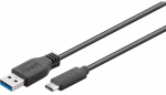 Goobay Sinchronizavimo ir įkrovimo itin greitas USB-C į USB A 3.0 įkrovimo laidas, 1 m, 1 m, USB A, USB C, 5 Gbit/s, juodas