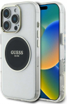 Originalus Dėklas GUESS IML Metal Colored Circle Classic Logo MagSafe skirtas Apple iPhone 16 Pro Max juodos spalvos