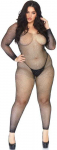 Leg Avenue Bodystockings Leg Avenue Bodystocking Juodas 1X-2X Seamless Fishnet with Crystals