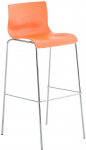 Mville Hover baro kėdė, plastikinė, 4 kojų pagrindo, oranžinė, chromuota