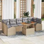 Sodo Sofų Rinkinys 8 pcs smėlio ir &scaron;viesiai pilkos spalvos