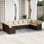 Lauko baldų komplektas Sodo Sofų Rinkinys Ruda 344 x 177,5 x 85 cm poliratanas