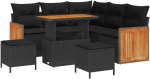 Sodo Sofų Rinkinys su pagalve 8 pcs Juoda