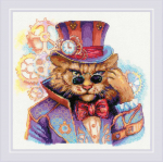 Uab Riolis Kryželio dygsnio rinkinys "Steampunk katė" 20x20 cm SR2278