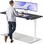 Elektrinis reguliuojamo auk&scaron;čio stalas Desktronic HomePro Baltas/Juodas, 200x80cm, Dvigubas motoras, USB ir USB-C įkrovimo lizdai