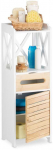 Relaxdays Bonideco Vonios spintelė 89x31,5x24,5cm., baltos/&scaron;viesiai rudos spalvos