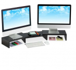 Laikiklis Relaxdays Bonideco Monitorių stovas 2 monitoriams 11x104x20,5cm., juodos spalvos