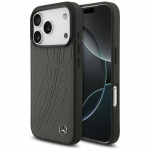 Dėklas Mercedes Leather Large Laurel Leave MagSafe skirtas Apple iPhone 17 Pro antracito spalvos
