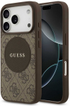 Dėklas Guess 4G Circle Classic Logo MagSafe skirtas Apple iPhone 17 Pro rudos spalvos
