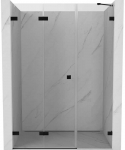 Du&scaron;o durys Mexen Lunar-F, sulankstomos, kairė, 140 cm, transparent/juodas