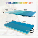 Bonideco Select Sulankstomas gimnastikos kilimėlis 180 x 120 cm mink&scaron;tas grindų kilimėlis, gimnastikos kilimėlis, sulankstomas 3 kartus, pagamintas i&scaron; PU su ne&scaron;imo rankena, mėlynas