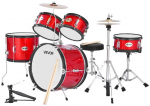 Vaikų būgnų rinkinys, 5 dalių, pradedantiesiems, raudonas, mažas, beržinis, medinis