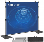 10ft x 10ft Vamzdžių ir užuolaidų komplektas renginiams, plieno pagrindas, reguliuojamas fonas, vestuvių, vakarėlių, foto fonas