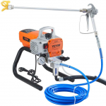 Beoris dažų purk&scaron;tuvas, 1500W, auk&scaron;to slėgio, reguliuojamas srautas, 9m žarna, baldų dažymui, sienų dažymui, medienos dažymui