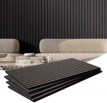 Medinės akustinės panelės 600 x 1200 mm sienų dekoravimui, juodo ąžuolo garso slopinimo panelės, dekoratyvinės garso panelės