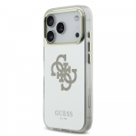 Guess PC/TPU Mirror 4G Glitter Logo MagSafe dėklas skirtas Apple iPhone 17 Pro Max Gold