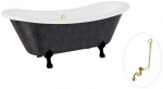 Vonia Besco Amelia Glam 190, Graphite+Juodas, su sifonu su persipylimu Klik-klak Gold