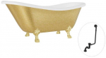 Vonia Besco Otylia Glam 160, Gold+Gold, su sifonu su persipylimu Klik-klak Juodas