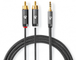 Nedis Stereo Audio kabelis jack 3.5 mm (M) - 2x RCA (M) 2.00 m pilka