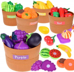Jokomisiada Set for cutting vegetables and fruits with Velcro + learning colors - 34 pieces ZA5904