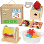 WOOPIE Žalias Montessori sensorinė dėžė 6in1 kūdikiams