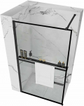 Walk-in du&scaron;o sienelė Rea Bler Evo su lentynėle/kabykla, Juodas, 80 cm