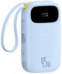 Baseus EnerFill FC31 20000mAh 45W i&scaron;orinė baterija su ekranu, USB-C ir Lightning laidais - Mėlyna