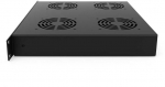 Ventiliatorių blokas 19" spintai 1U LK-CL-062 (juodas, 2 ventiliatoriai, su termostatu, LCD, 483x167x44 mm)
