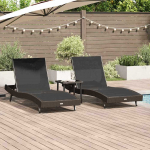 Saulės gultas 3 pcs Ruda 197 x 70 x 82 cm poliratanas