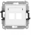 Karlik Elektrotechnik 25IGM-2P ICON Dvigubas multimedijos lizdo mechanizmas be modulio (standartinis &bdquo;Keystone&ldquo;) matinės baltos spalvos 25IGM-2P