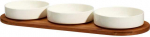 Mondex Bamboo Porcelianinių dubenėlių rinkinys užkandžiams patiekti APERIO, 3 x 390 ml, bambukinis padėklas