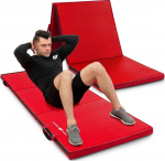 Sulankstomas kietas gimnastikos kilimėlis su &bdquo;Velcro&ldquo; užsegimais, 180 x 60 x 5 cm, raudonas &ndash; &bdquo;Marbo Sport&ldquo;