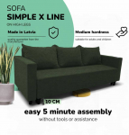 Meb & Podrez Klasikinis sofa-lova Simple X Line, su skalbinių dėže, Podrez,, Turkio žalia