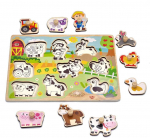 Woopie Žalias Medinės Puzzlės Montessori Ūkis su Tvirtinimo Detalėmis