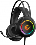 Rampage RM-K45 ORBIT-S juodos RGB LED 7.1 žaidimų ausinės su reguliuojamu mikrofonu