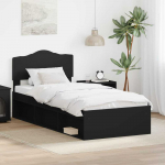 Lova Lovos rėmas Juoda 90 x 190 cm Kietos pu&scaron;ies mediena