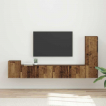 TV staliukas TV spintelių komplektas 3 pcs Senas medis Apdirbta mediena