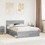 Lova Lovos rėmas Pilkas Sonoma 135 x 190 cm Kietos pu&scaron;ies mediena