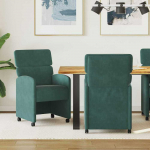 Valgomojo Kėdės su Ratukais 2 pcs Tamsiai žalia 58 x 65 x 98 cm