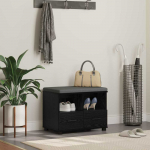 Koridoriaus suolas su pagalve Juodas Ąžuolas 60 x 38 x 46 cm