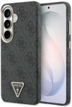 Guess PU Leather 4G Strass Triangle Logo Gold Frame Magnetic dėklas skirtas Samsung Galaxy S26 juodos spalvos