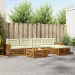 Lauko sofos komplektas su pagalve 6 pcs Natūralus ir grietinėlė