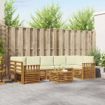 Lauko sofos komplektas su pagalve 8 pcs Natūralus ir grietinėlė