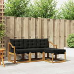 Lauko sofos komplektas su pagalve 4 pcs Natūrali ir juoda