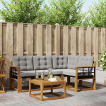 Lauko sofos komplektas 5 pcs Natūrali ir &scaron;viesiai pilka