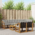 Lauko sofos komplektas 9 pcs Natūrali ir &scaron;viesiai pilka