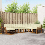 Lauko sofos komplektas su pagalve 8 pcs Natūralus ir grietinėlė