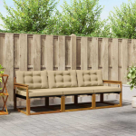 Lauko sofos komplektas su pagalve 3 pcs Natūralus ir bežinis